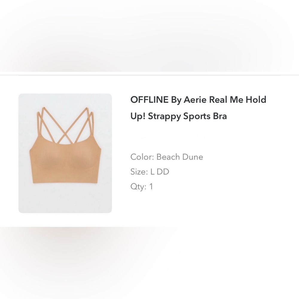 BNWT OFFLINE By Aerie Real Me Hold Up! Strappy Sports Bra in Beach Dune Color - Picture 11 of 16